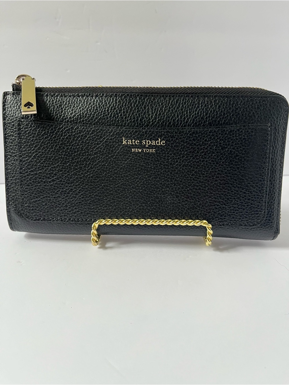 Kate Spade New York Eva L-Zip Continental Wallet Black Pebbled Leather WLRU5361